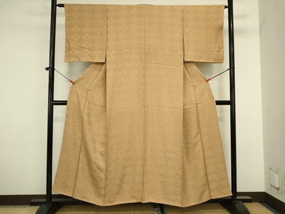平和屋着物■上質な色無地　菱尽くし地紋　黄橡色　やまと誂製　正絹　逸品　DABJ2907ya