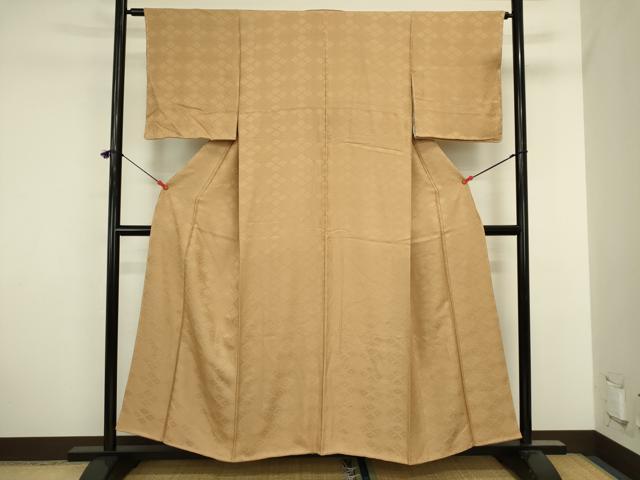 平和屋着物■上質な色無地　菱尽くし地紋　黄橡色　やまと誂製　正絹　逸品　DABJ2907ya
