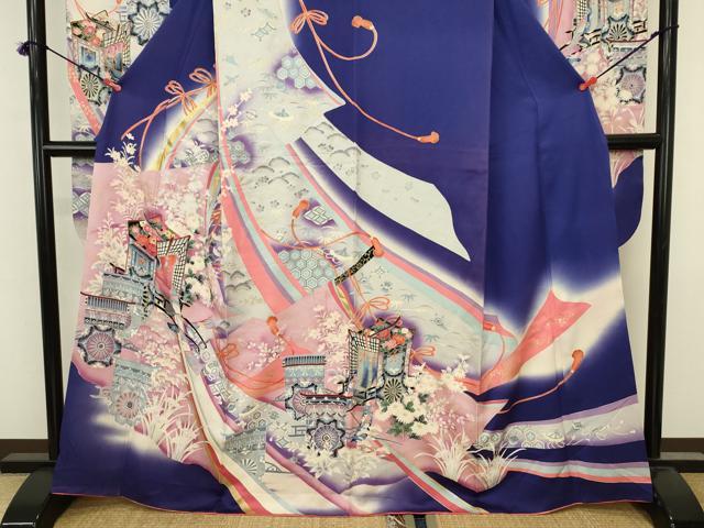 平和屋着物■豪華振袖　御所車花文　暈し染め　金彩　正絹　逸品　DABJ2908ya