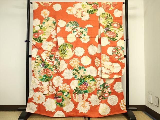 平和屋着物■豪華振袖　駒刺繍　草花丸文　金彩　三越扱い　正絹　逸品　DABJ2909ya