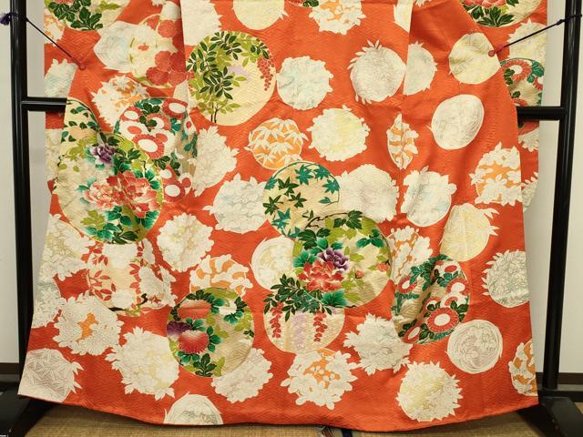 平和屋着物■豪華振袖　駒刺繍　草花丸文　金彩　三越扱い　正絹　逸品　DABJ2909ya