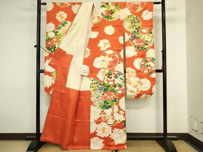 平和屋着物■豪華振袖　駒刺繍　草花丸文　金彩　三越扱い　正絹　逸品　DABJ2909ya