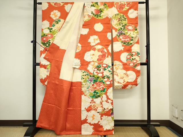 平和屋着物■豪華振袖　駒刺繍　草花丸文　金彩　三越扱い　正絹　逸品　DABJ2909ya