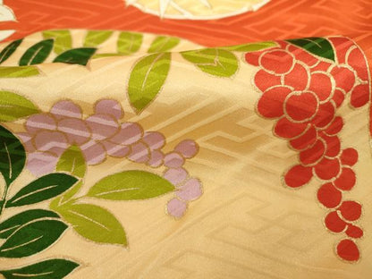 平和屋着物■豪華振袖　駒刺繍　草花丸文　金彩　三越扱い　正絹　逸品　DABJ2909ya