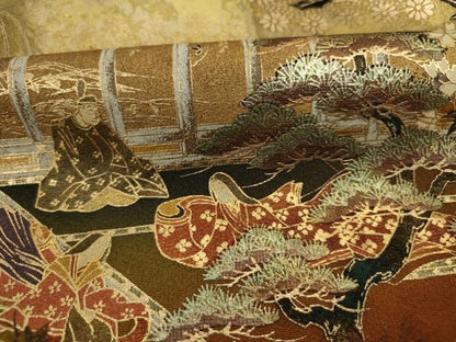 平和屋着物■豪華黒留袖　人物風景花松文　泰常　暈し染め　金彩　正絹　逸品　DABJ2911ya