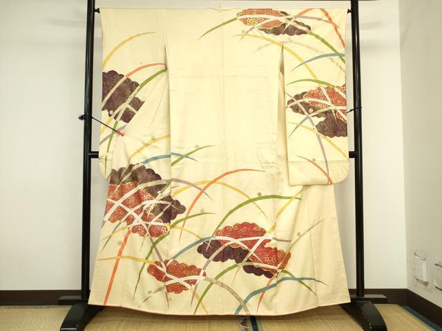 平和屋着物■豪華振袖　駒刺繍　露芝雲文　金彩　正絹　逸品　DABJ2912ya