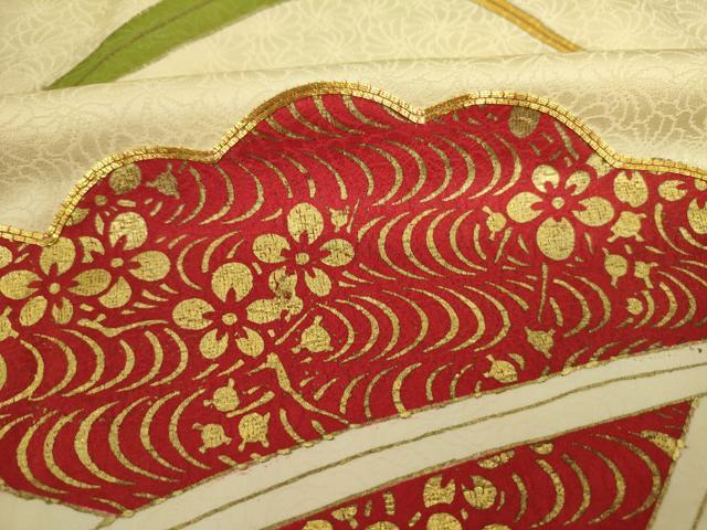 平和屋着物■豪華振袖　駒刺繍　露芝雲文　金彩　正絹　逸品　DABJ2912ya