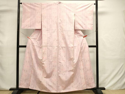 平和屋着物■上質な紬　麻の葉抽象間道　正絹　逸品　DABJ2923ya