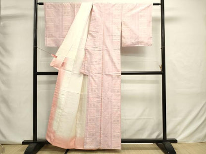 平和屋着物■上質な紬　麻の葉抽象間道　正絹　逸品　DABJ2923ya
