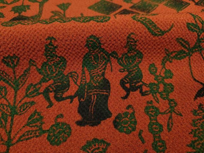 平和屋着物■上質な小紋　型染め　古代エジプト文様　鬼しぼ縮緬　正絹　逸品　DABJ2925ya