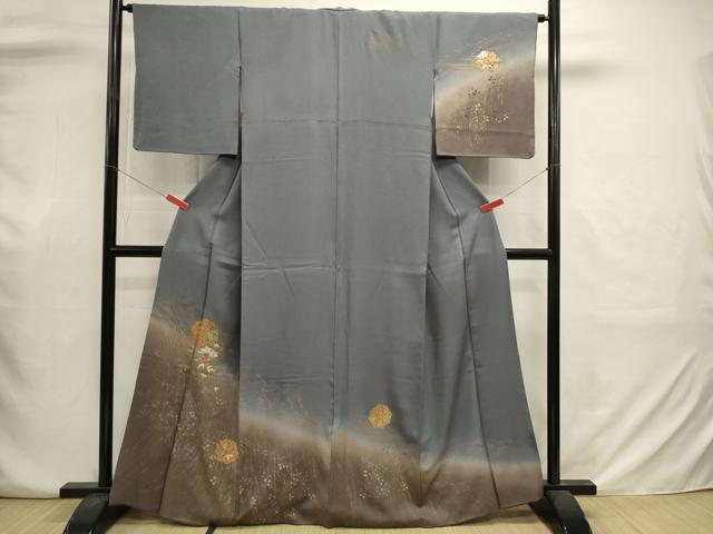 平和屋着物■訪問着　刺繍　草花文　暈し染め　金彩　正絹　逸品　DABJ2927ya