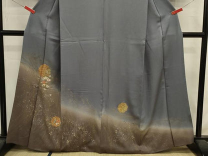 平和屋着物■訪問着　刺繍　草花文　暈し染め　金彩　正絹　逸品　DABJ2927ya