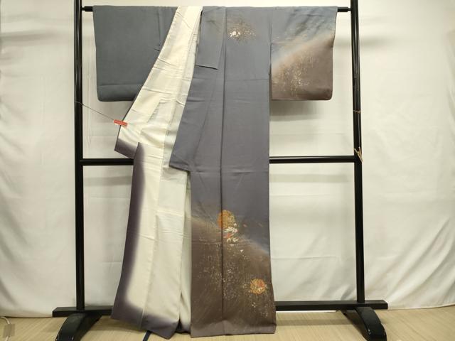 平和屋着物■訪問着　刺繍　草花文　暈し染め　金彩　正絹　逸品　DABJ2927ya