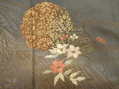 平和屋着物■訪問着　刺繍　草花文　暈し染め　金彩　正絹　逸品　DABJ2927ya