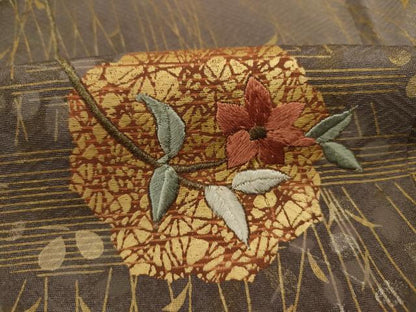 平和屋着物■訪問着　刺繍　草花文　暈し染め　金彩　正絹　逸品　DABJ2927ya