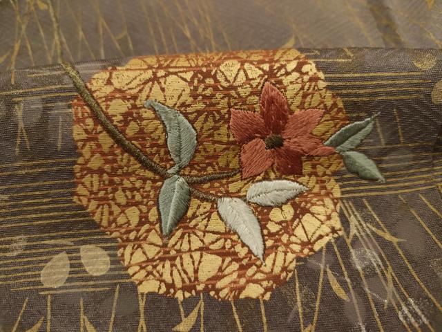 平和屋着物■訪問着　刺繍　草花文　暈し染め　金彩　正絹　逸品　DABJ2927ya