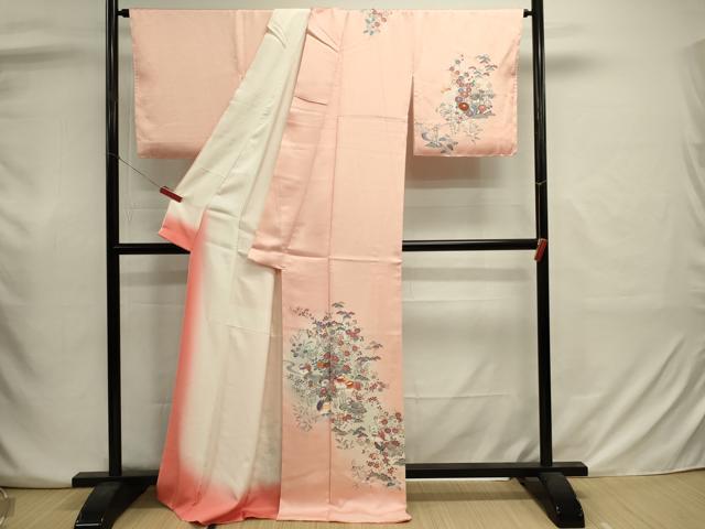 平和屋着物■訪問着　風景花松文　鴛鴦　暈し染め　金彩　正絹　逸品　DABJ2928ya