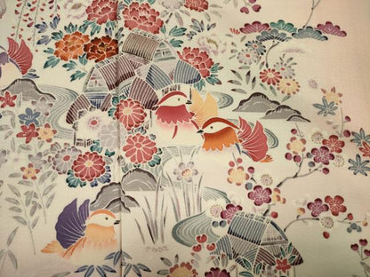 平和屋着物■訪問着　風景花松文　鴛鴦　暈し染め　金彩　正絹　逸品　DABJ2928ya
