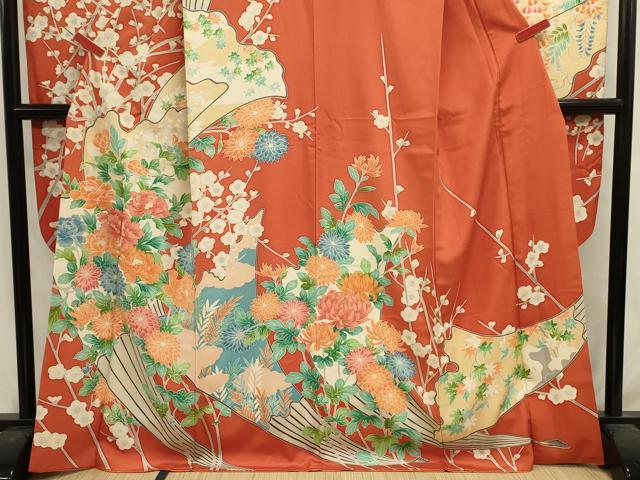 平和屋着物■豪華振袖　駒刺繍　草花文　乱菊　正絹　逸品　DABJ2930ya