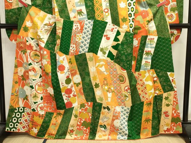 平和屋着物■豪華振袖　駒刺繍　花蝶丸文　金彩　正絹　逸品　DABJ2932ya