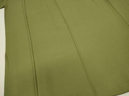平和屋着物■上質な色無地　霞地紋　草色　正絹　逸品　DABJ2935ya