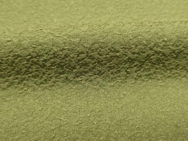 平和屋着物■上質な色無地　霞地紋　草色　正絹　逸品　DABJ2935ya