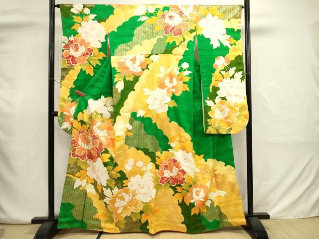 平和屋着物■豪華振袖　駒刺繍　牡丹　金彩　三越扱い　正絹　逸品　DABJ2936ya