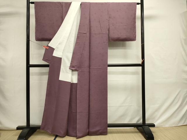 平和屋着物■上質な色無地　切嵌地紋　古代紫色　正絹　逸品　未使用　DABJ2937ya