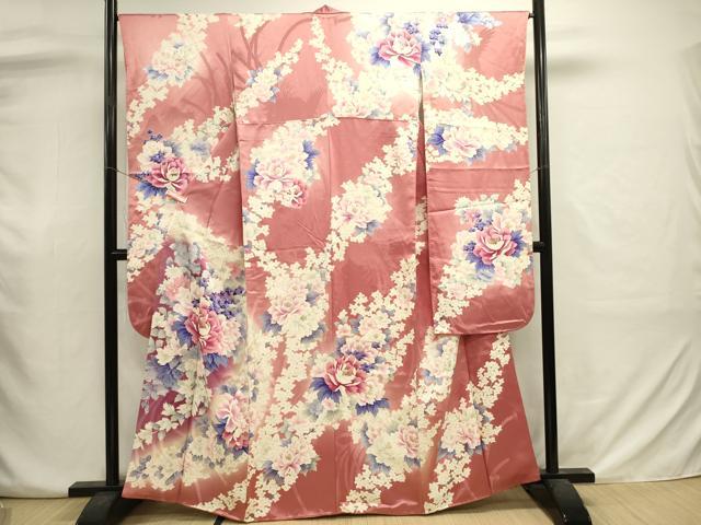 平和屋着物■豪華振袖　草花文　牡丹　暈し染め　金彩　正絹　逸品　DABJ2941ya