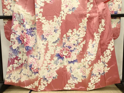 平和屋着物■豪華振袖　草花文　牡丹　暈し染め　金彩　正絹　逸品　DABJ2941ya