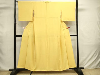 平和屋着物■上質な色無地　支子色　正絹　逸品　DABJ2942ya