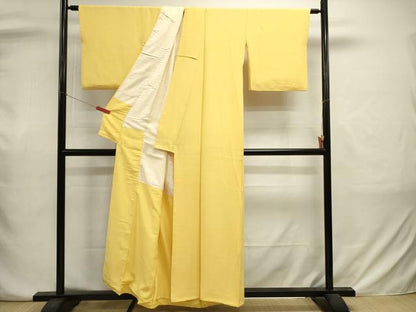 平和屋着物■上質な色無地　支子色　正絹　逸品　DABJ2942ya