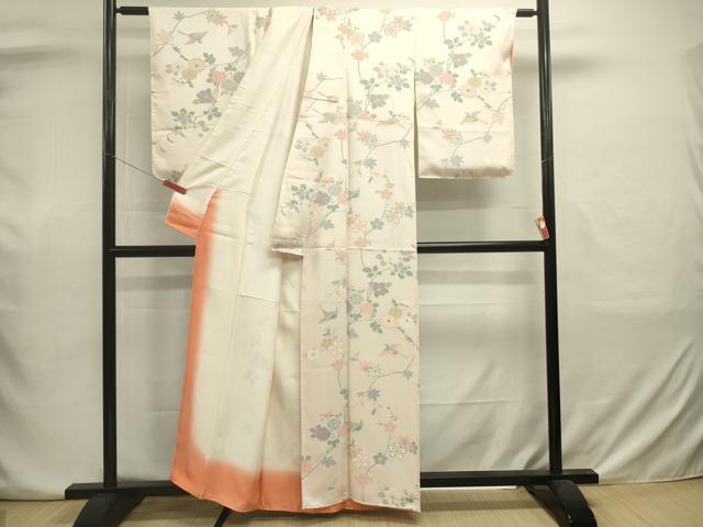 平和屋着物■上質な小紋　花鳥文　正絹　逸品　未使用　DABJ2949ya