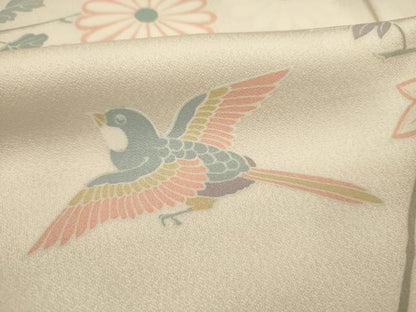平和屋着物■上質な小紋　花鳥文　正絹　逸品　未使用　DABJ2949ya