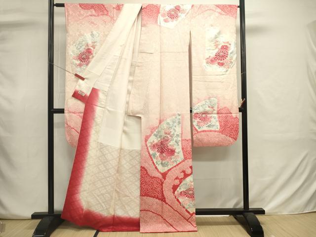 平和屋着物■豪華振袖　駒刺繍　絞り　立波花文　菊　暈し染め　銀彩　やまと誂製　正絹　逸品　DABJ2951ya