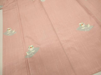 平和屋着物■上質な紬　草花文　正絹　逸品　DABJ2953ya