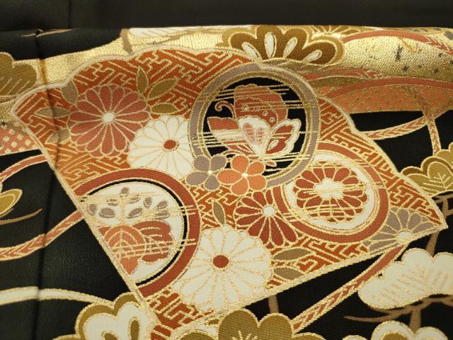 平和屋着物■豪華黒留袖　鳳凰花松文　金彩　正絹　逸品　DABJ2955ya