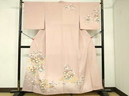 平和屋着物■訪問着　友禅　風景花松文　暈し染め　正絹　逸品　DABJ2957ya