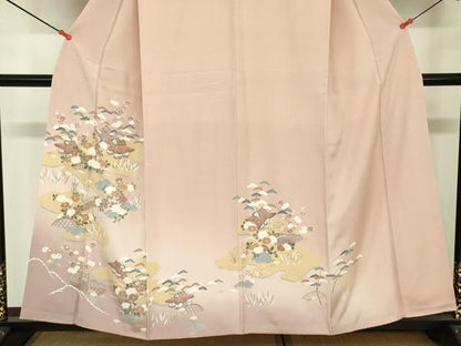 平和屋着物■訪問着　友禅　風景花松文　暈し染め　正絹　逸品　DABJ2957ya