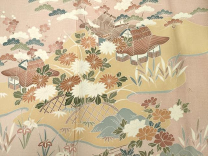 平和屋着物■訪問着　友禅　風景花松文　暈し染め　正絹　逸品　DABJ2957ya