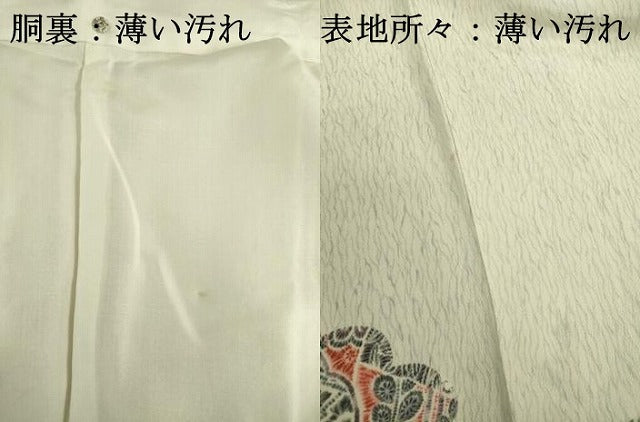 平和屋着物■訪問着　作家物　草花文　鬼しぼ縮緬　正絹　逸品　DABJ2958ya