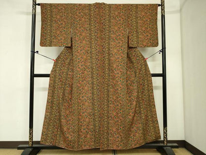 平和屋着物■上質な小紋　更紗花間道　正絹　逸品　DABJ2962ya