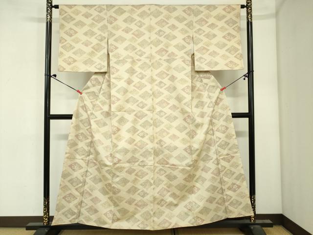 平和屋着物■上質な紬　花菱文　正絹　逸品　DABJ2964ya