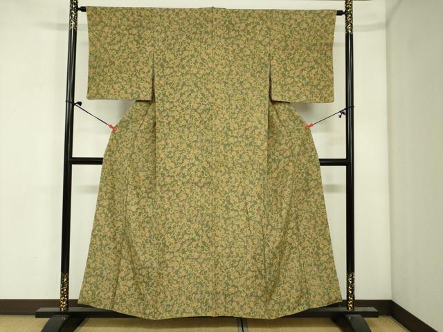 平和屋着物■上質な小紋　更紗花唐草文　正絹　逸品　DABJ2965ya