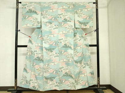 平和屋着物■上質な小紋　風景人物花文　正絹　逸品　DABJ2967ya