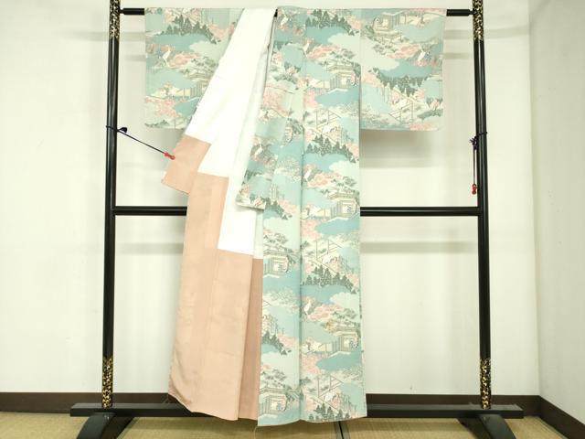 平和屋着物■上質な小紋　風景人物花文　正絹　逸品　DABJ2967ya