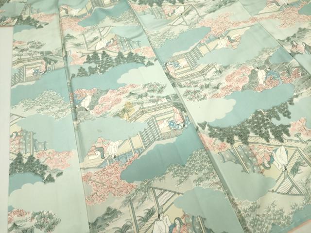 平和屋着物■上質な小紋　風景人物花文　正絹　逸品　DABJ2967ya