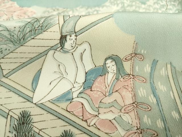平和屋着物■上質な小紋　風景人物花文　正絹　逸品　DABJ2967ya