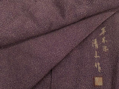 平和屋着物■江戸小紋　草木染　鮫小紋柄　鬼しぼ縮緬　正絹　逸品　DABJ2968ya