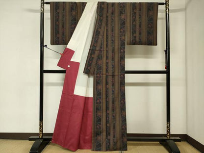 平和屋着物■上質な紬　更紗花間道　鈴乃屋扱い　正絹　逸品　DABJ2969ya